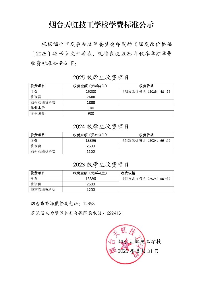 2025年收费公示